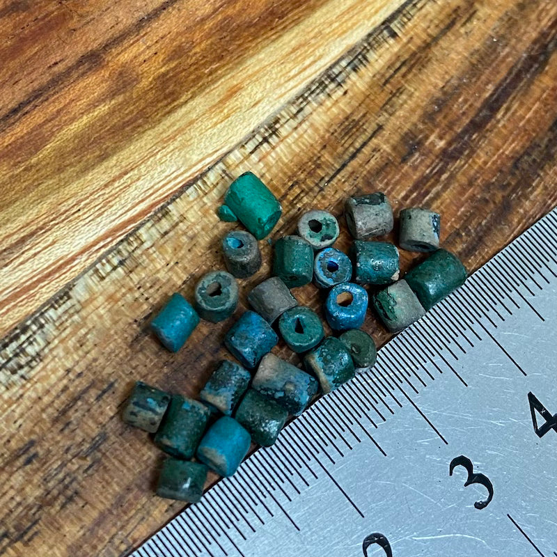 Mini Clay Tubes (100) - Green - Hand Made Vintage Beads