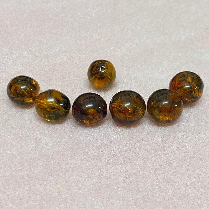 16mm Potato Beads (10) - Honey - Amber Look Vintage Beads