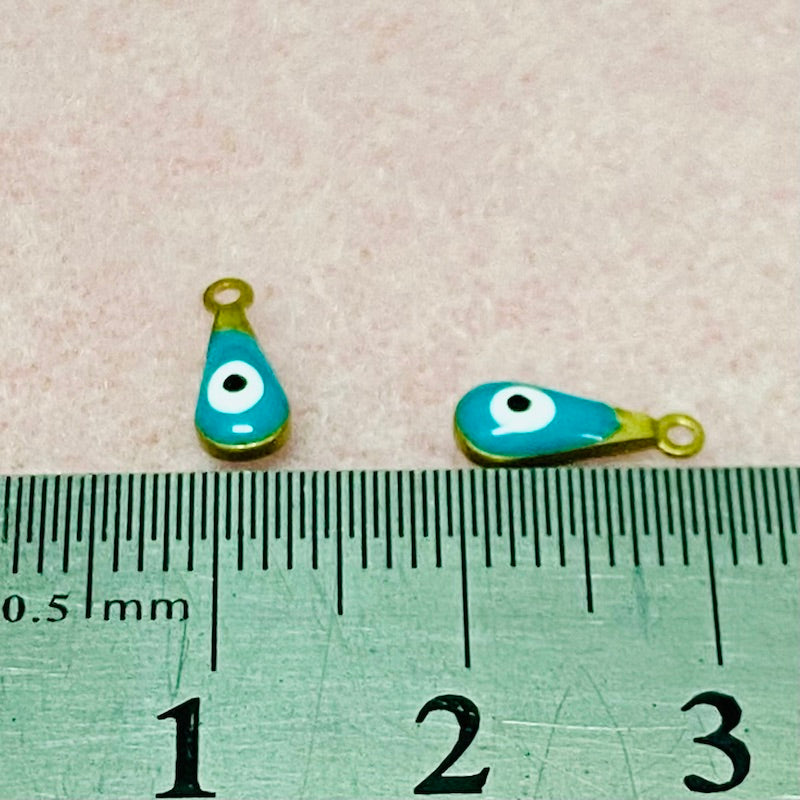 Evil Eye Enamel Teardrop Charms - Turquoise (25)