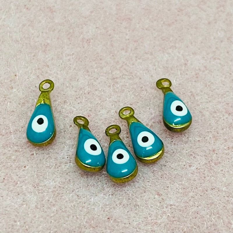 Evil Eye Enamel Teardrop Charms - Turquoise (25)