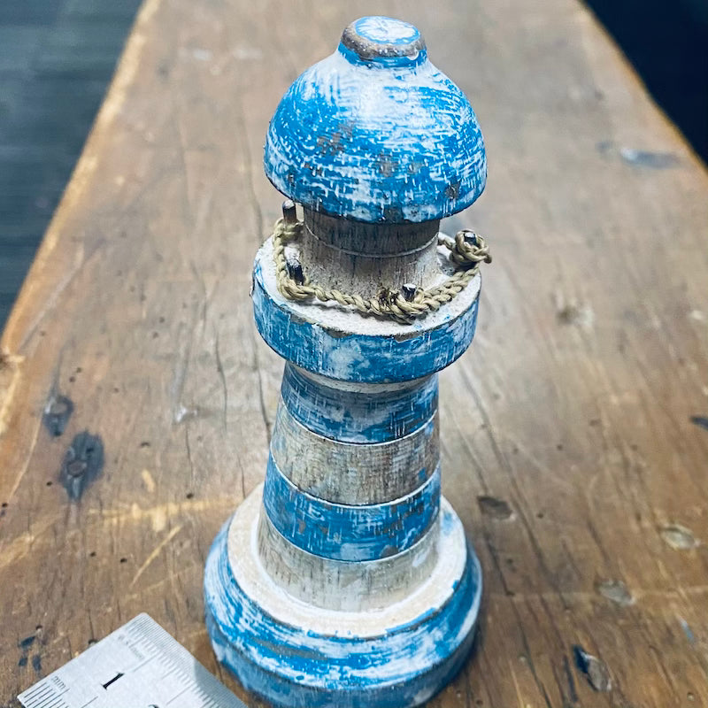 Lighthouse (1) - Blue - Nautical Wood Craft Decoration