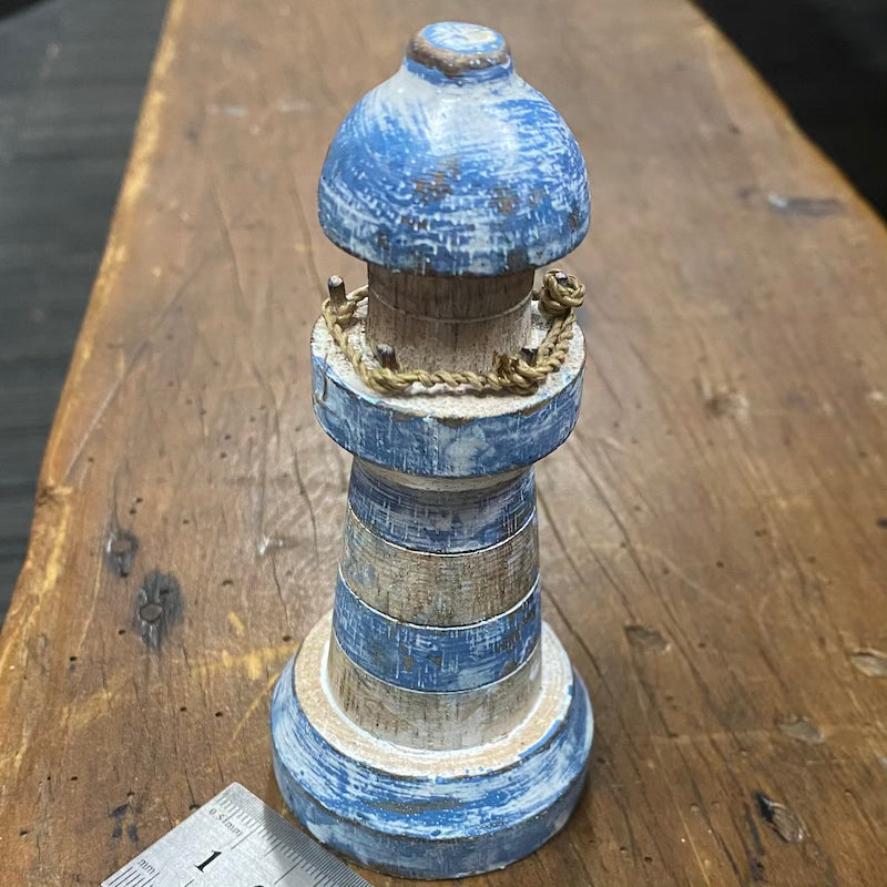 Lighthouse (1) - Blue - Nautical Wood Craft Decoration