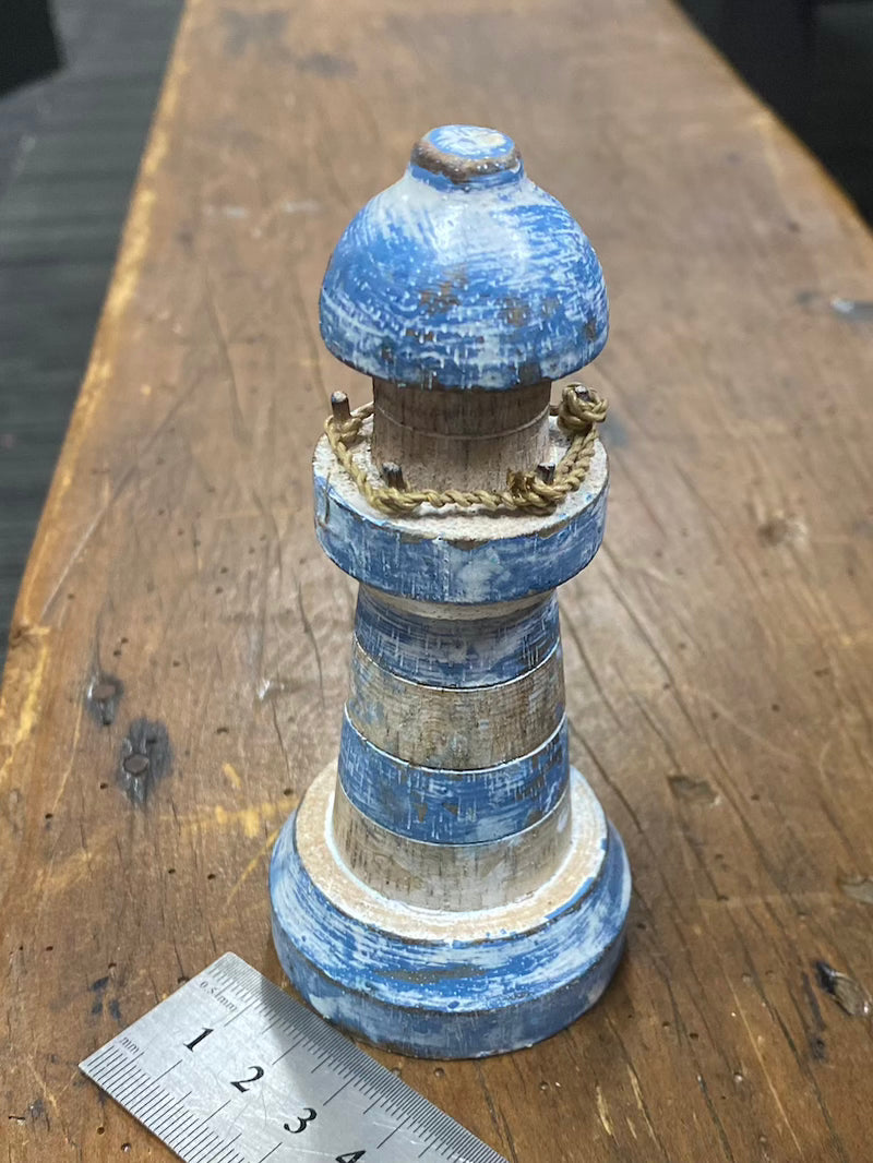 Lighthouse (1) - Blue - Nautical Wood Craft Decoration