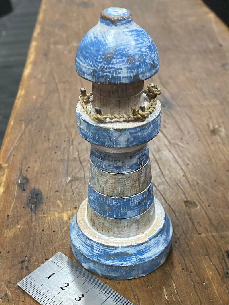 Lighthouse (1) - Blue - Nautical Wood Craft Decoration