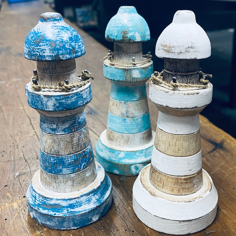 Lighthouse (1) - White - Nautical Wood Craft Decoration