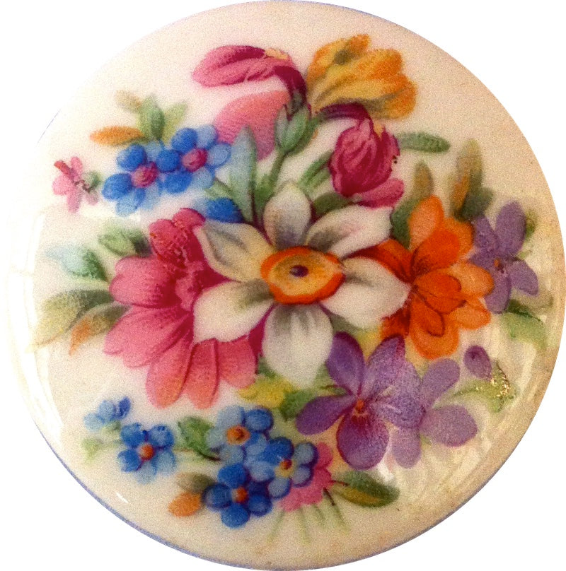 6 Petal Flower - Vintage Limoges Porcelain Disc Cabochons