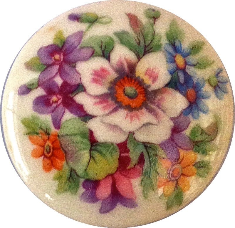 8 Petal Flower - Vintage Limoges Porcelain Disc Cabochons