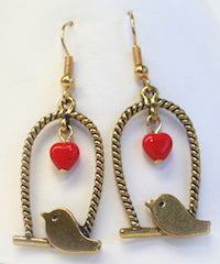 Lovebird on a Swing (2) - Antique Gold