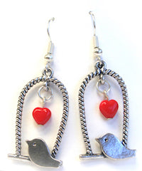 Lovebird on a Swing (2) - Antique Silver