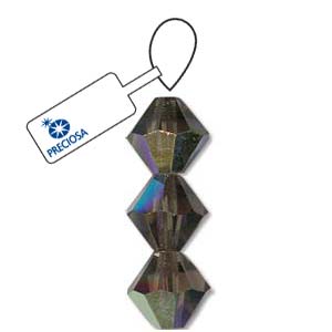 6mm Black Diamond AB - Preciosa Bicone Crystal (1 String)