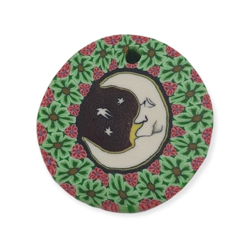 26mm Fimo Pendant (1) - Moon w. face
