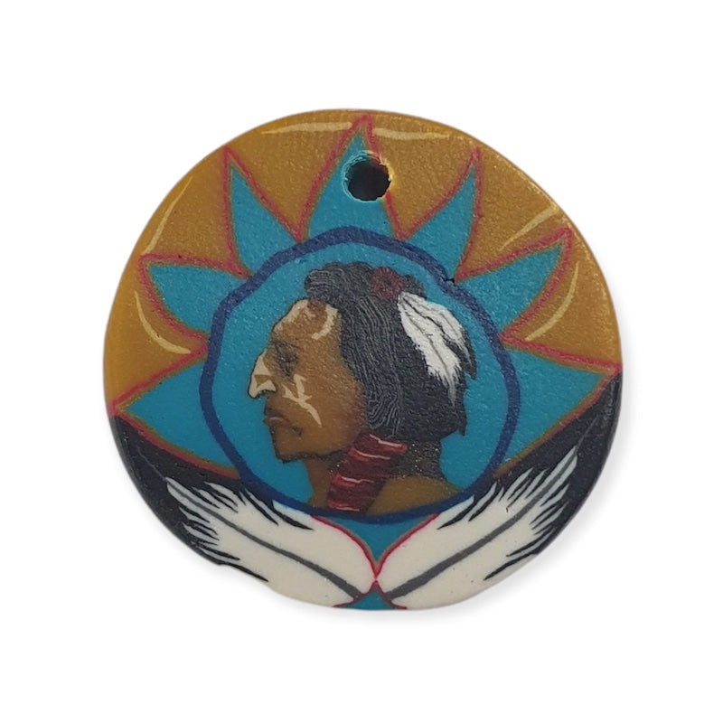 26mm Fimo Pendant (1) - Native American Face