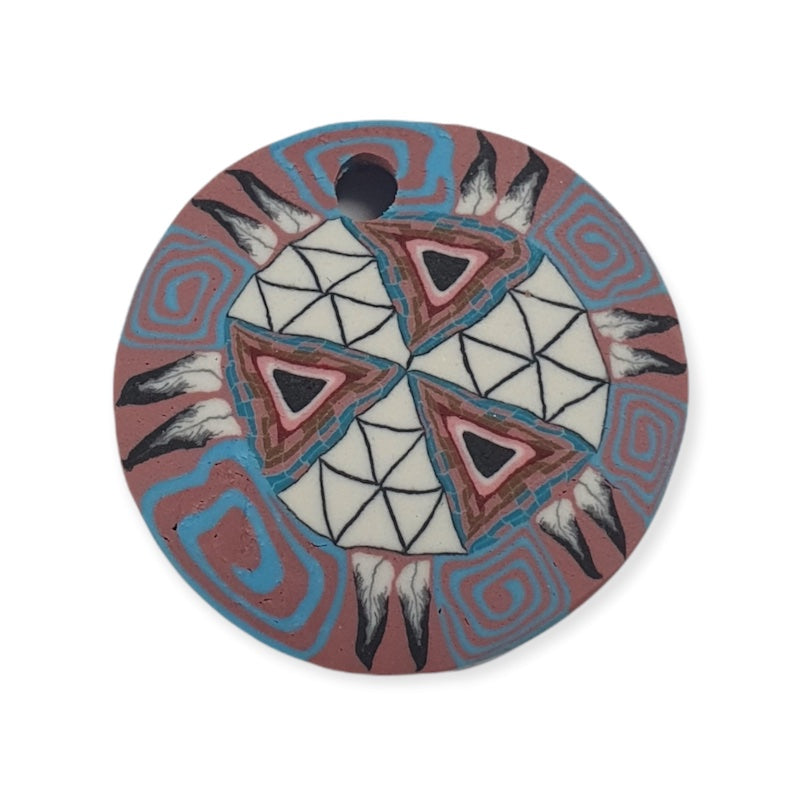 26mm Fimo Pendant (1) - Native American Indian Symbols