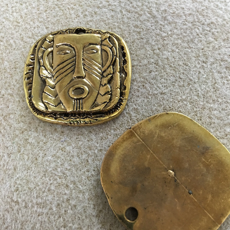 Acrylic Tribal Pendants (Gold) - Square Face