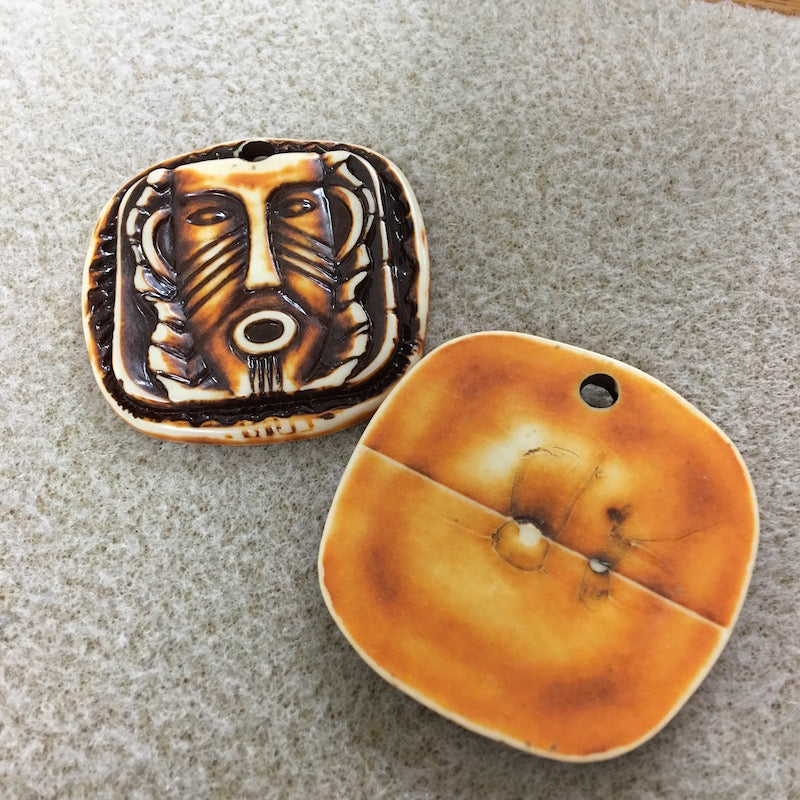 Acrylic Tribal Pendants (Brown) - Square Face