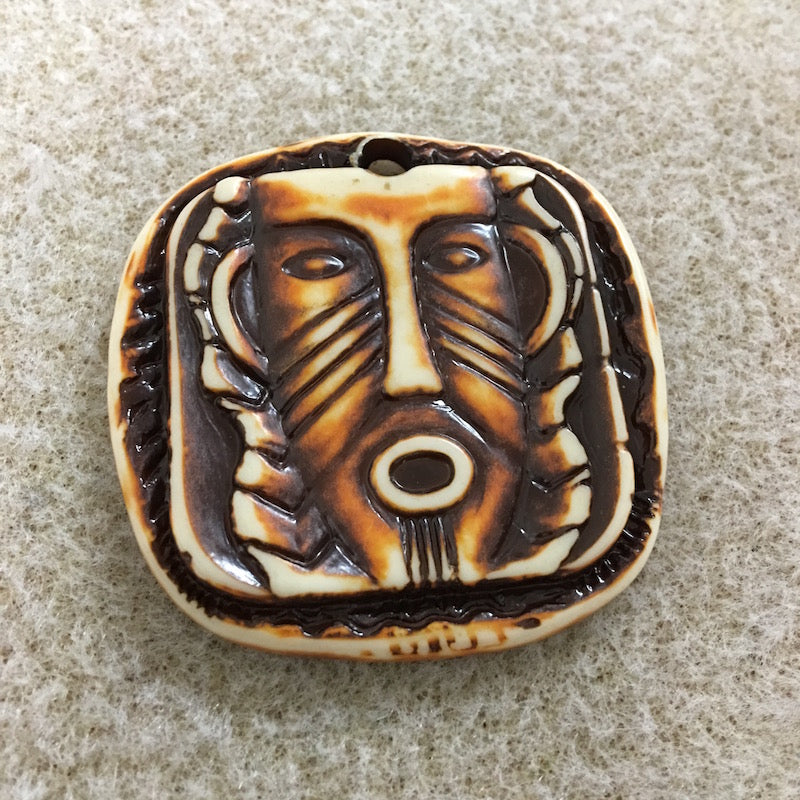 Acrylic Tribal Pendants (Brown) - Square Face