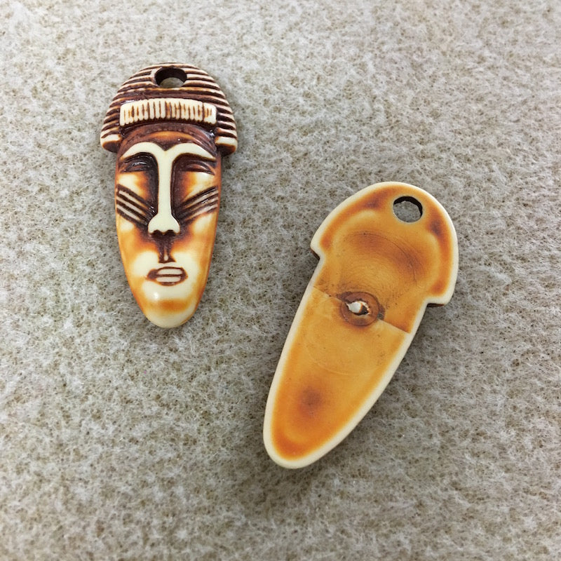 Acrylic Tribal Pendants (Brown) - Long Thin Face