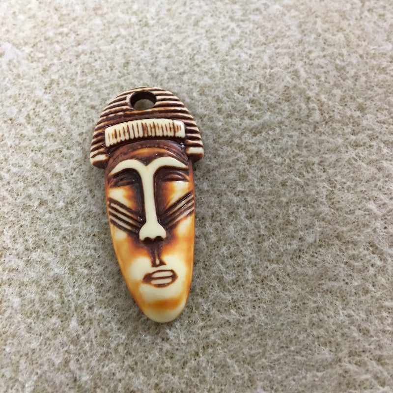 Acrylic Tribal Pendants (Brown) - Long Thin Face