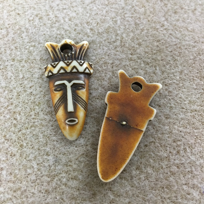 Acrylic Tribal Pendants (Brown) - Head Dress