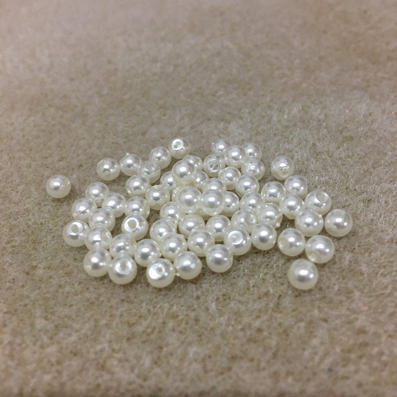 4mm Round Acrylic Pearls (100) - Cream