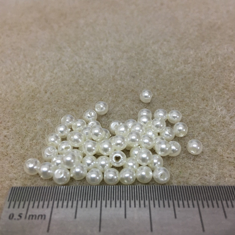 4mm Round Acrylic Pearls (100) - Cream