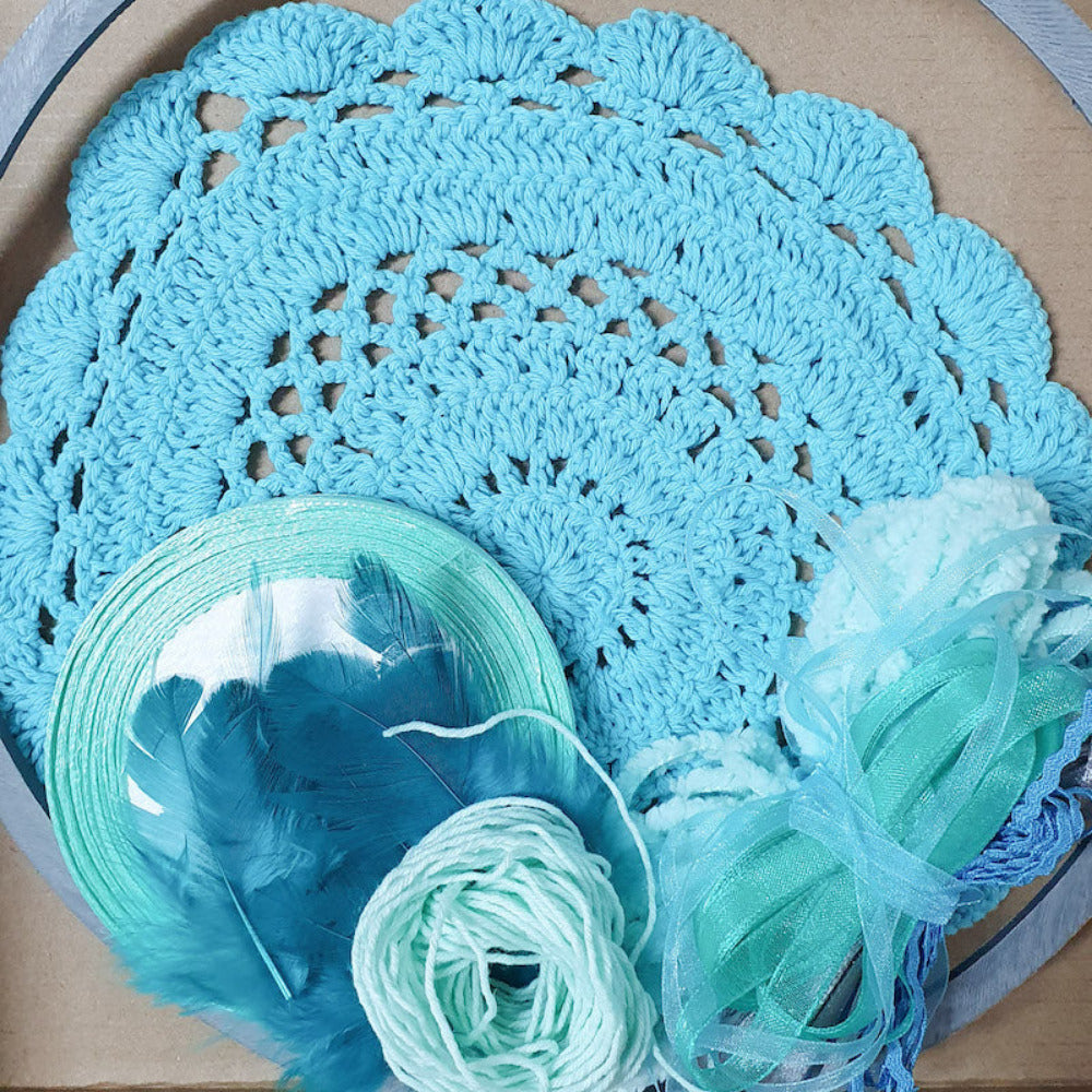 items on display from a kit for a dream catcher project