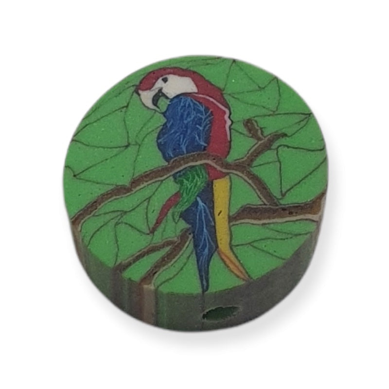 12mm Coin Fimo Beads (10) - Parrot