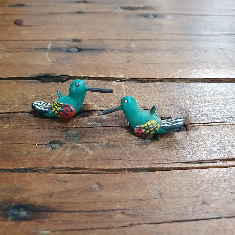 Rare Hand Made & Painted Clay Birds from Peru (2) #10 - Humming Bird