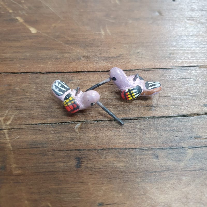 Rare Hand Made & Painted Clay Birds from Peru (2) #11 - Humming Bird