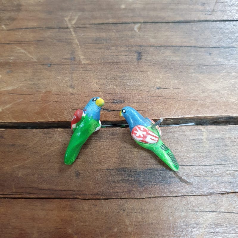 Rare Hand Made & Painted Clay Birds from Peru (2) #16