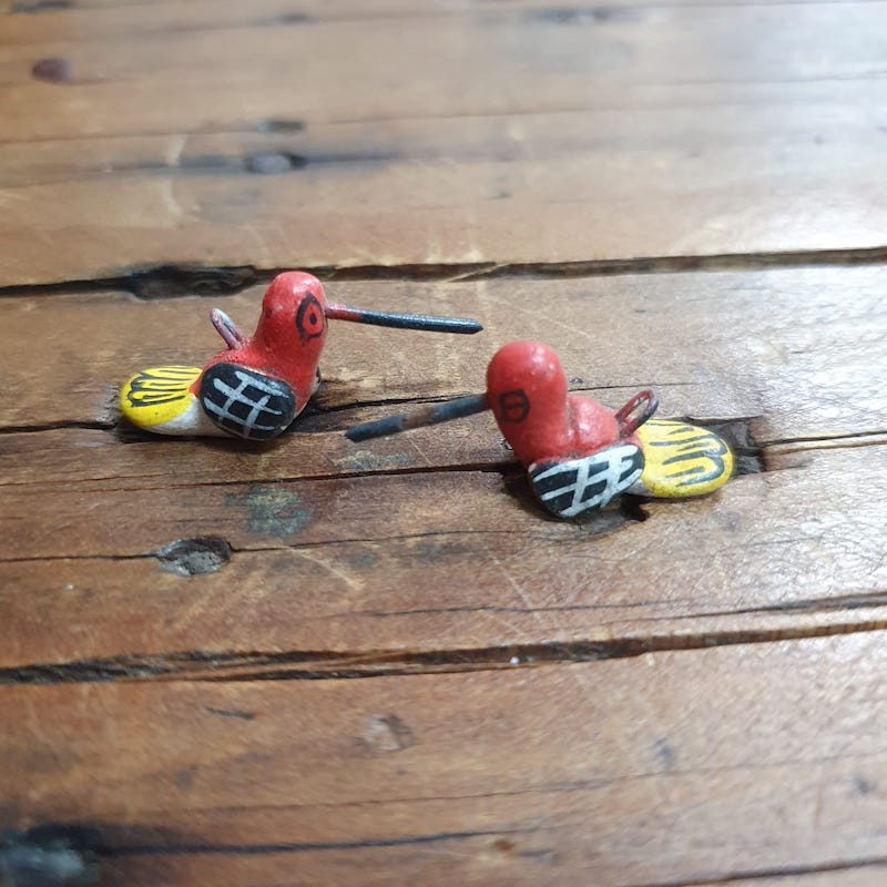Rare Hand Made & Painted Clay Birds from Peru (2) #20 - Humming Bird