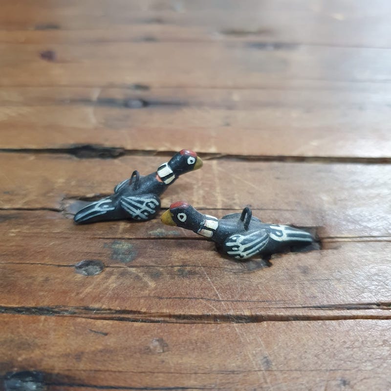 Rare Hand Made & Painted Clay Birds from Peru (2) #28