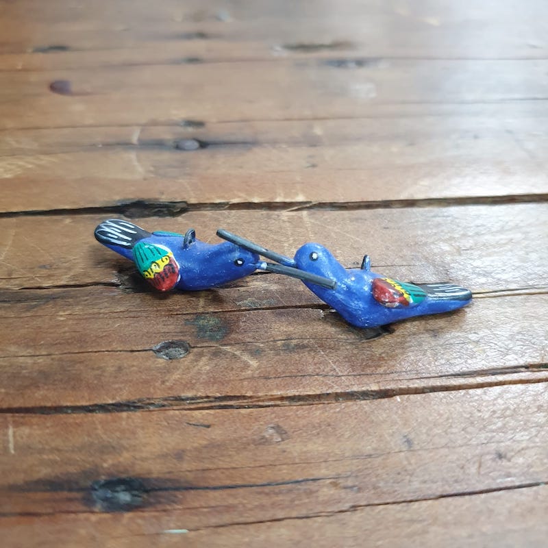 Rare Hand Made & Painted Clay Birds from Peru (2) #8 - Humming Bird