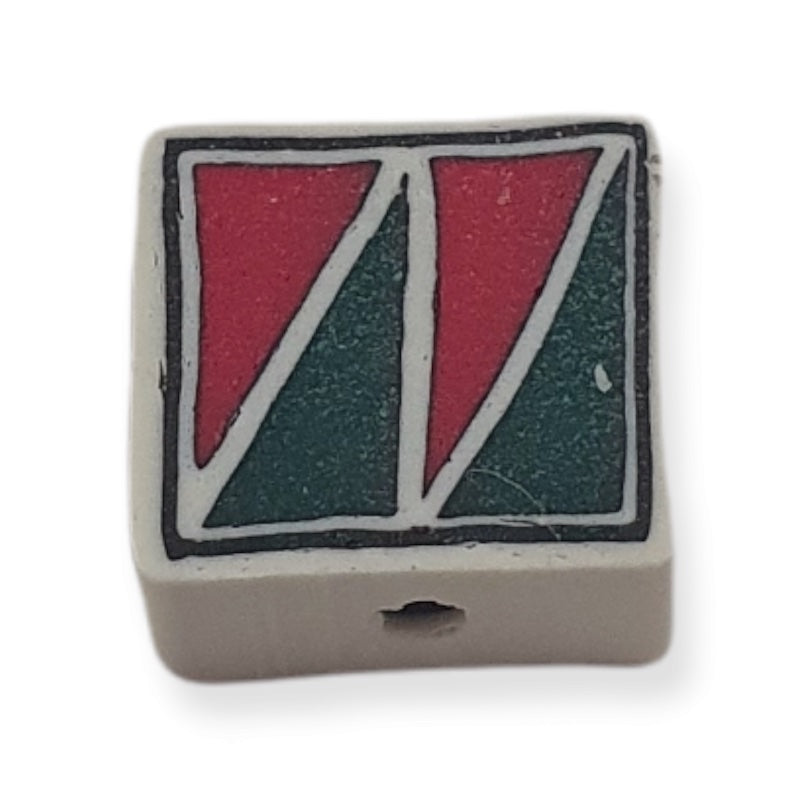 10mm Square Fimo Beads (10) - Interlocking Triangles