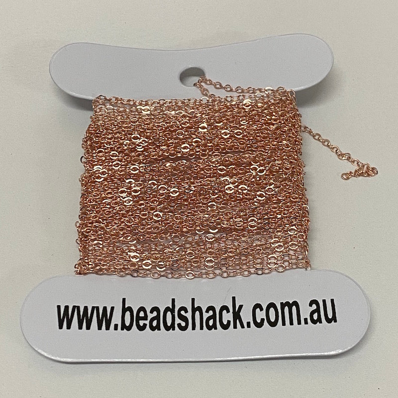 Fine Cross Chain w. Soldered Links (10m) - Rose Gold