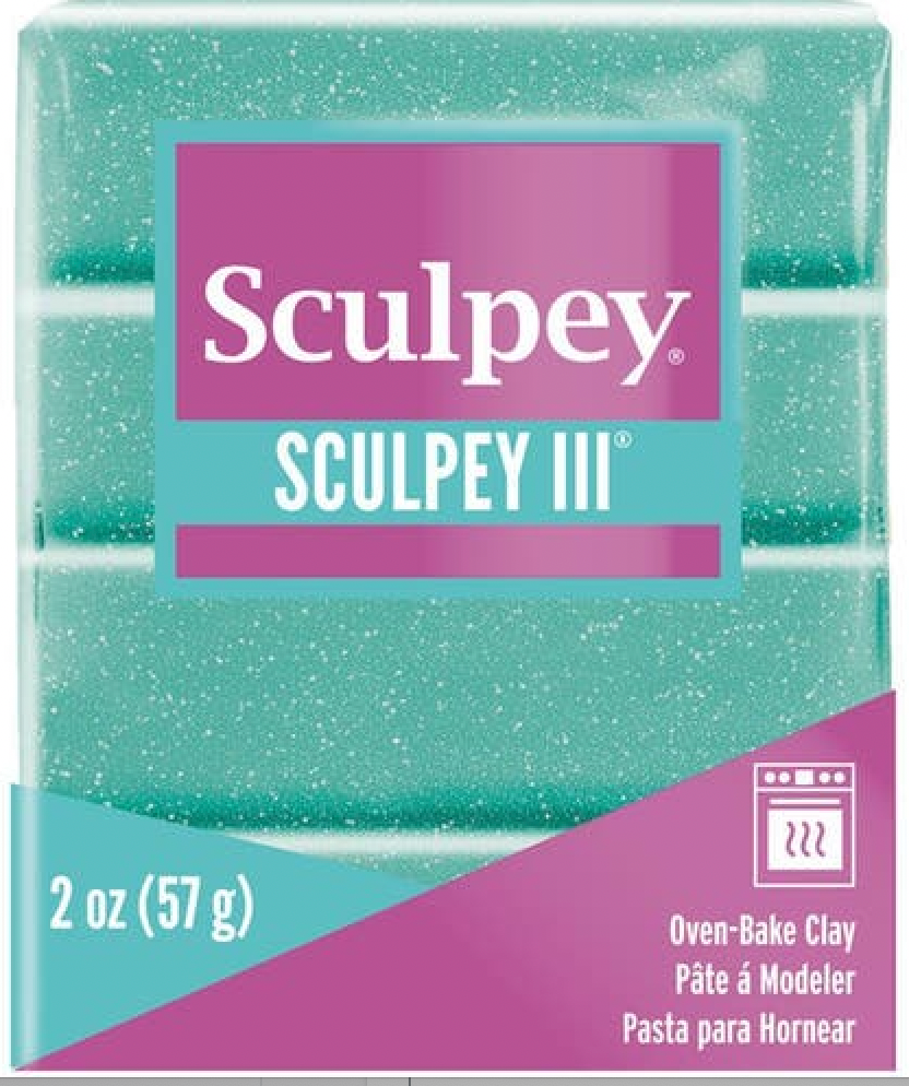 Turquoise Glitter (57g) - Sculpey III Polymer Clay