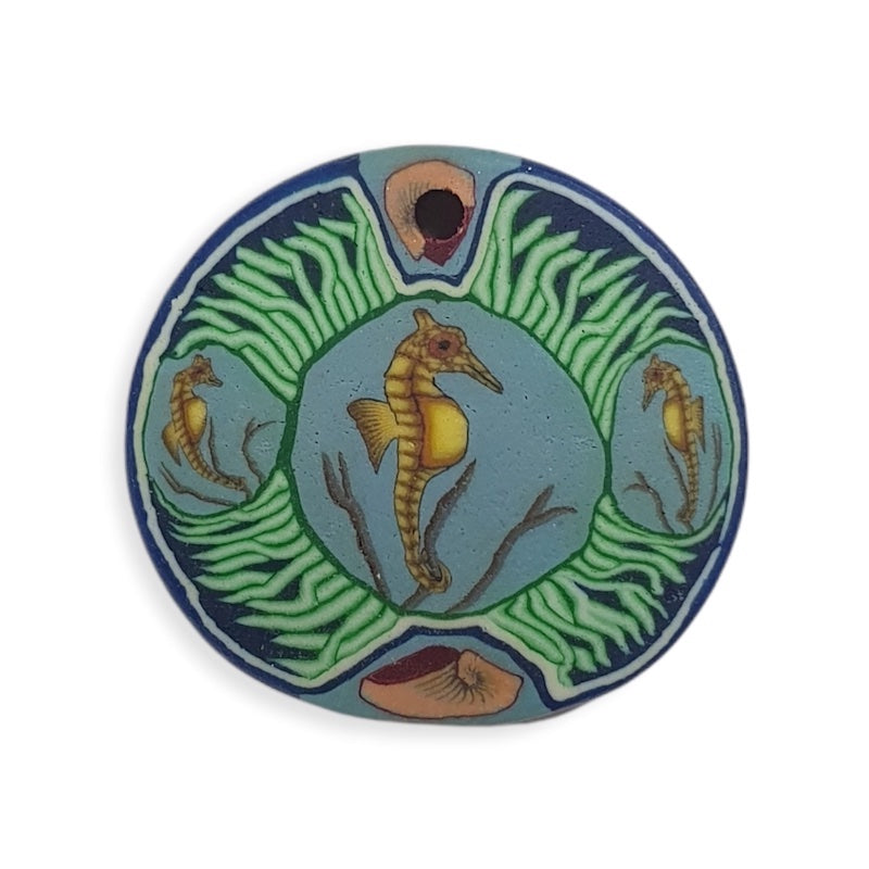 26mm Fimo Pendant (1) - Seahorse