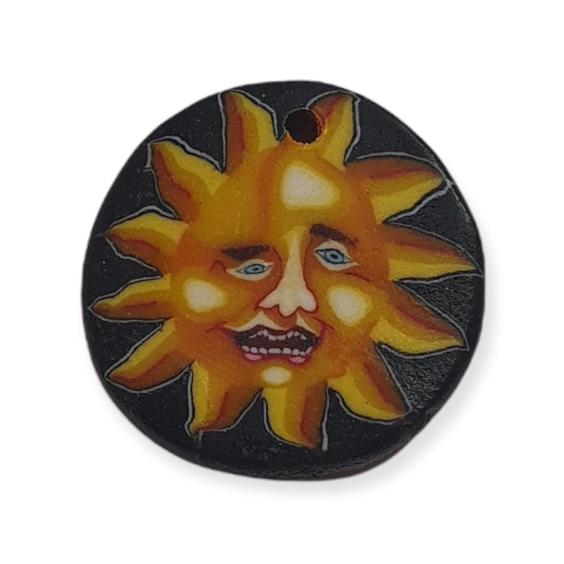 22mm Fimo Pendant (1) - Sun Face