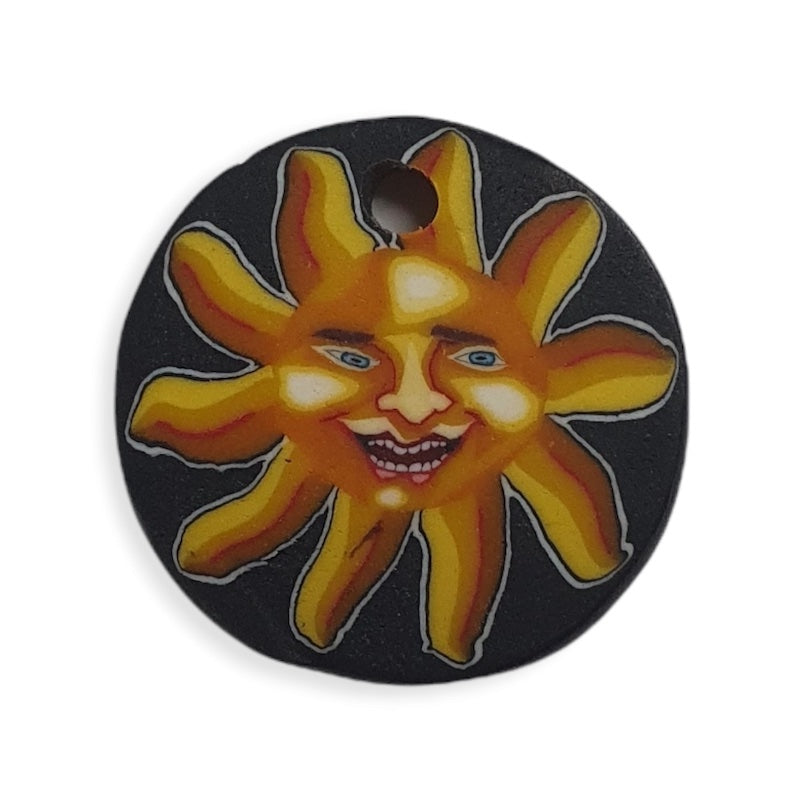 26mm Fimo Pendant (1) - Sun Face
