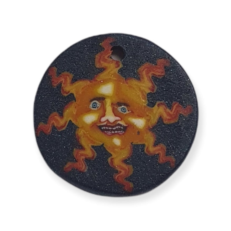 22mm Fimo Pendant (1) - Sun Face w. Rays