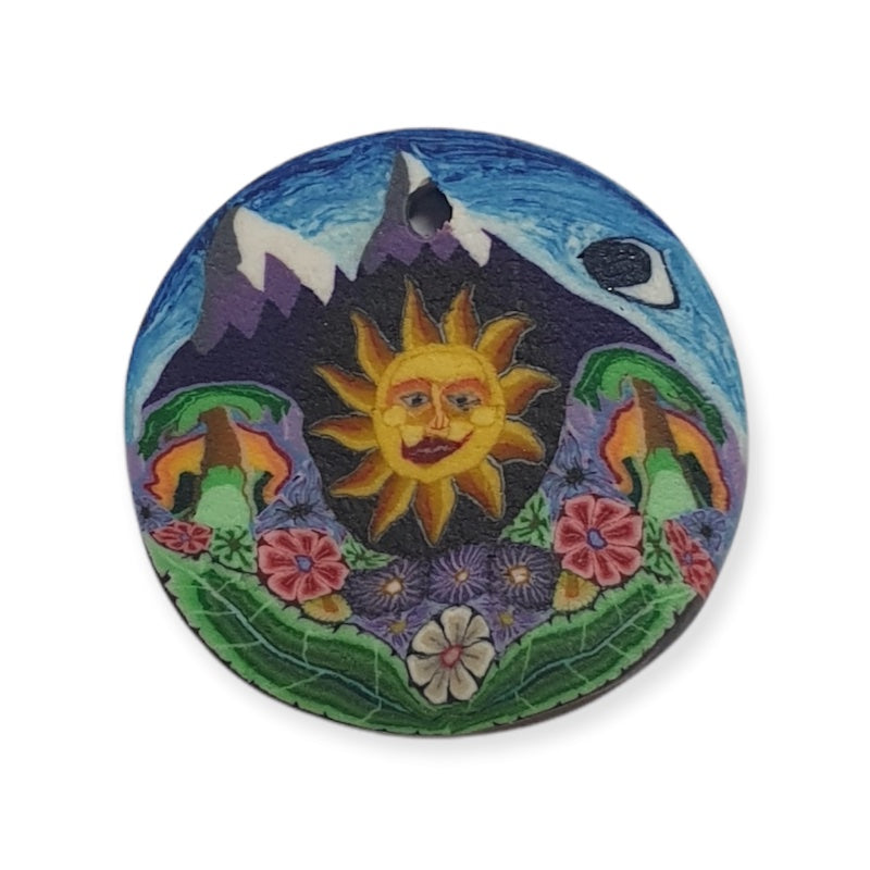 22mm Fimo Pendant (1) - Sun & 2 Mountains