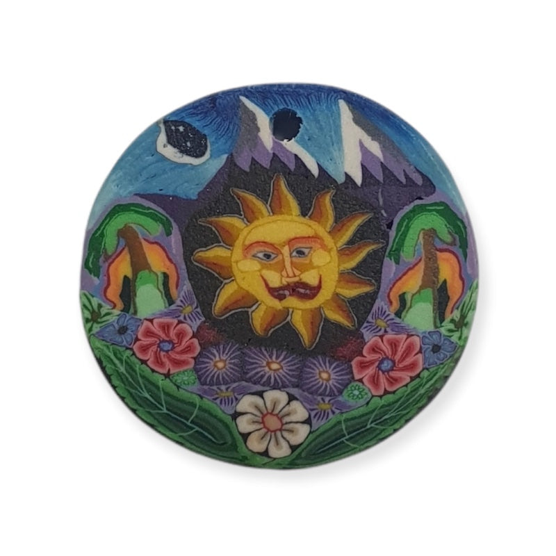26mm Fimo Pendant (1) - Sun & 2 Mountains