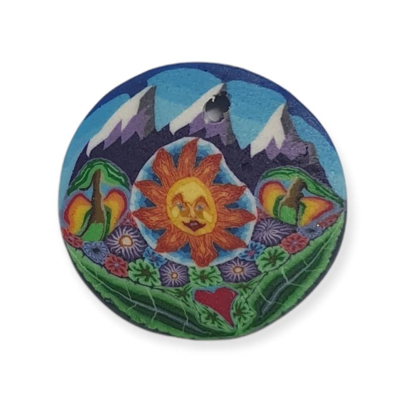 22mm Fimo Pendant (1) - Sun & 3 Mountains