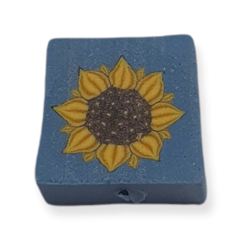 10mm Square Fimo Beads (10) - Sunflower