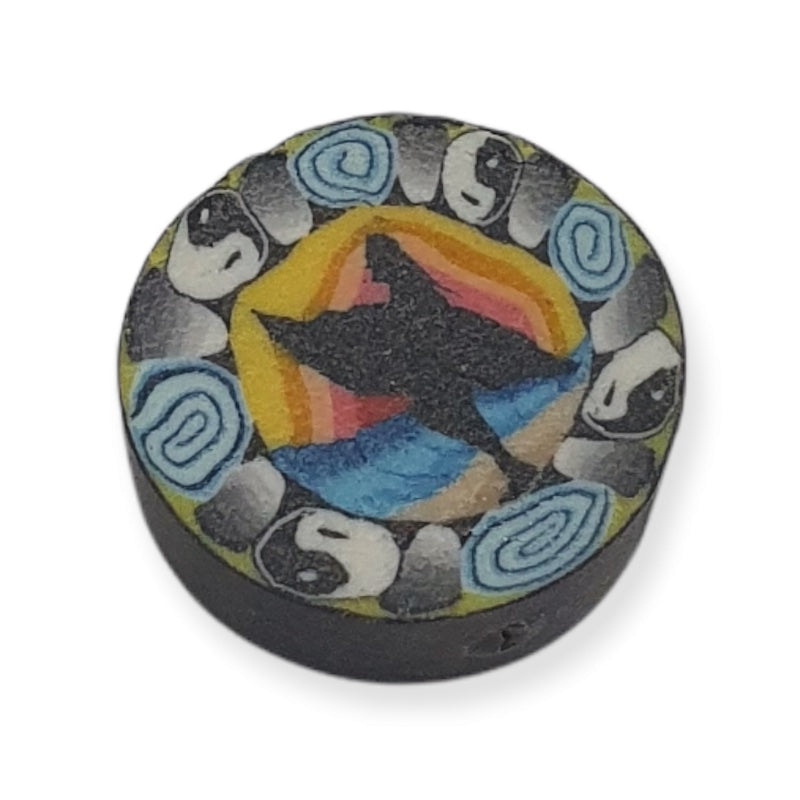 12mm Coin Fimo Beads (10) - Surfer w. Yin/Yang