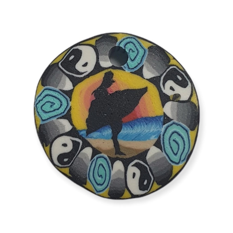 26mm Fimo Pendant (1) - Surfer w. Yin/Yang