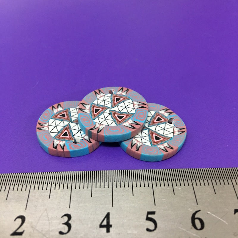 22mm Fimo Pendant (1) - Native American Indian Symbols