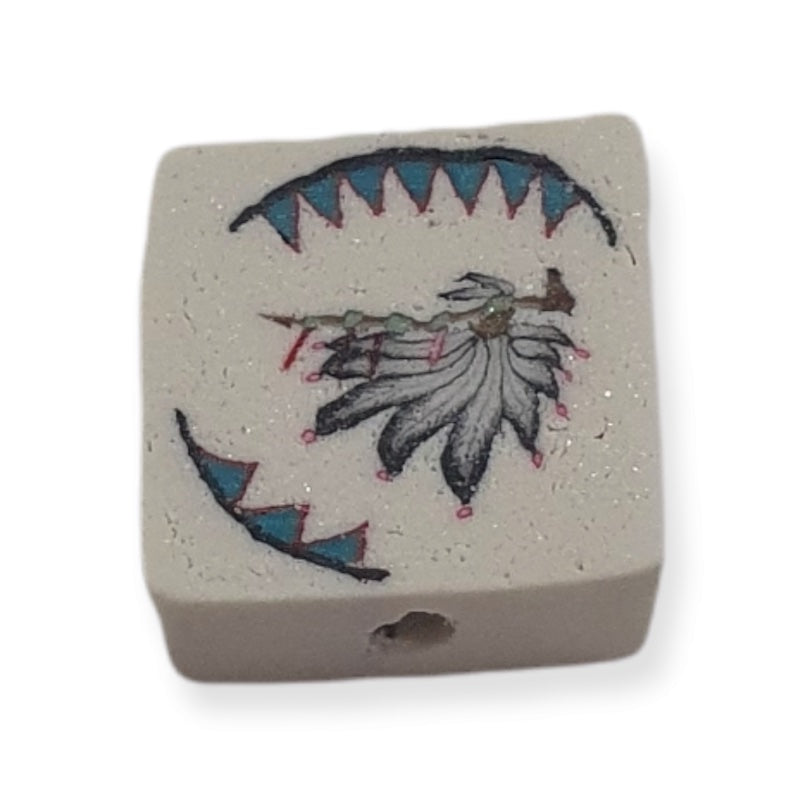 10mm Square Fimo Beads (10) - Peace Pipe