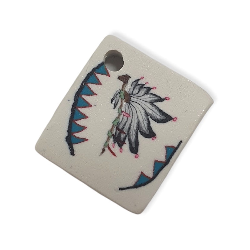 22mm Square Fimo Pendant (1) - Tomahawk
