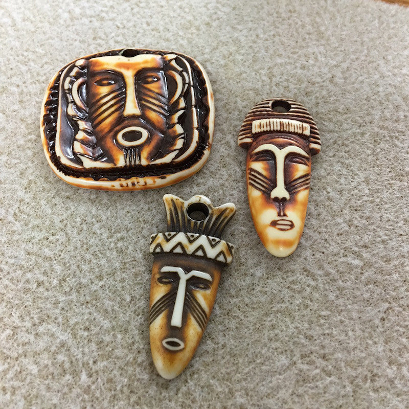 Acrylic Tribal Pendants (Brown) - Square Face